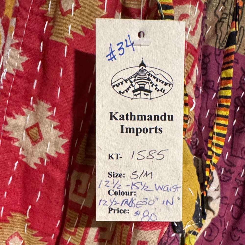 34 🌸 KANTHA Patchwork Pants Boho size S/M - Picture 5 of 5